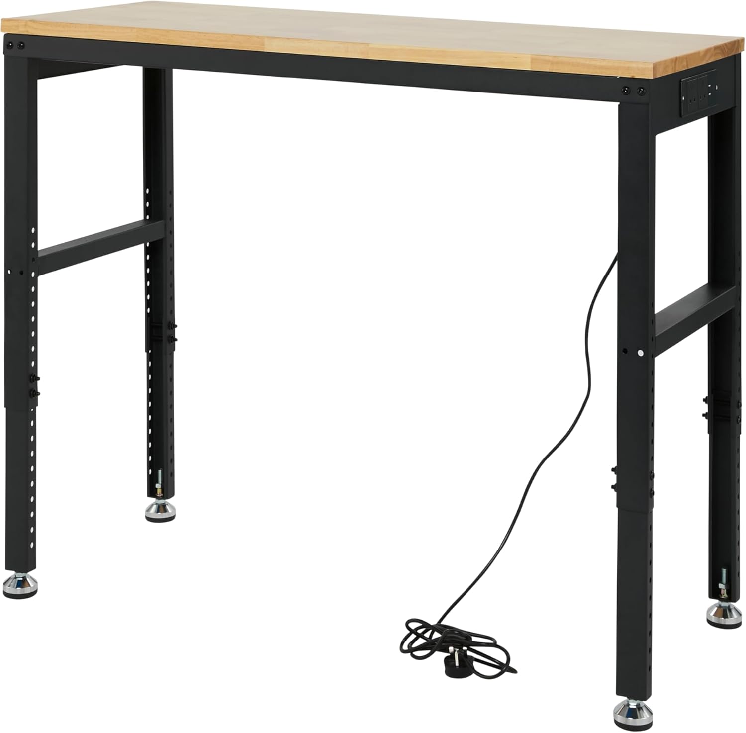 The Workplace Depot Adjustable Workbench with Plug – Heavy-Duty Steel Height Adjustable Workbench, 800 kg Capacity, Integrated Power Sockets & USB, Ideal for Workshops & Garages