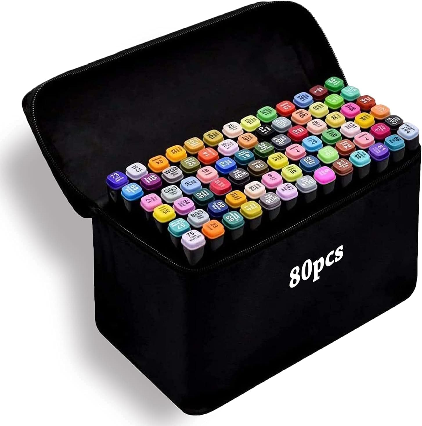80 Colouring Pens, Colors Markers Pens Set Permanent Art Marker Pens for Kids and Adults, Double Tipped Graphic Marker Pen with Black Bag