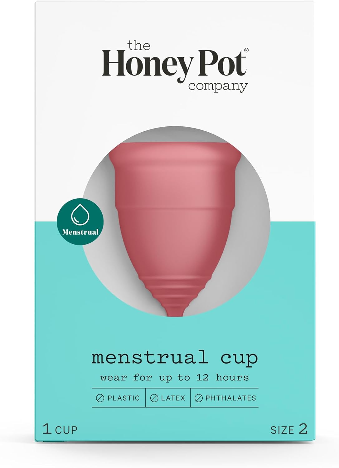 The Honey Pot Company - Menstrual Cup - 12 Hour Reusable Protection for Periods - Natural Feminine Hygiene Products - Size 2