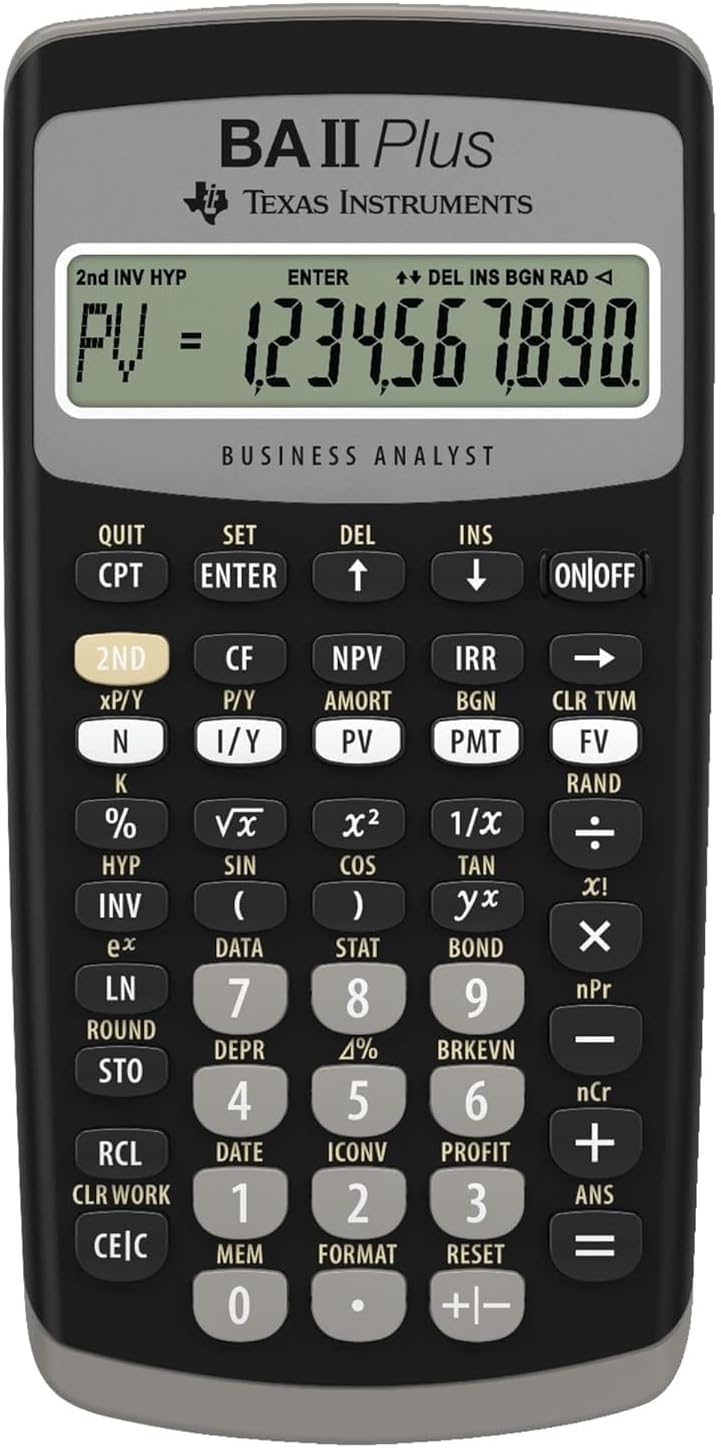 Texas Instruments BAII Plus Financial Calculator, Black