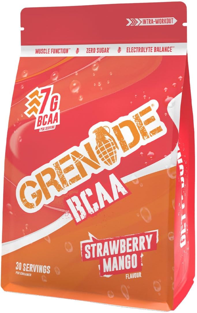 Grenade BCAA Intra Workout Powder Zero Sugar Drink packed with Amino Acids including B-Vitamins, Magnesium & Glutamine (30 Servings) - Strawberry Mango, 390 g (Pack of 1)