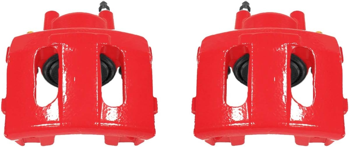 Power Stop S4339 Front Pair of High-Temp Red Powder Coated Calipers For 1991 - 2001 Jeep Cherokee Mid Size XJ | 1993- 1998 Grand Cherokee | 1990 - 2006 Wrangler [Application Specific]