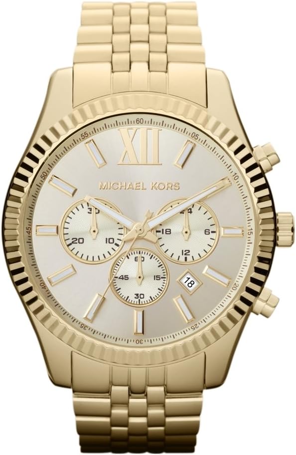 Michael Kors Lexington Watch for Men, 45mm Quartz Chronograph Movement with Stainless Steel Strap