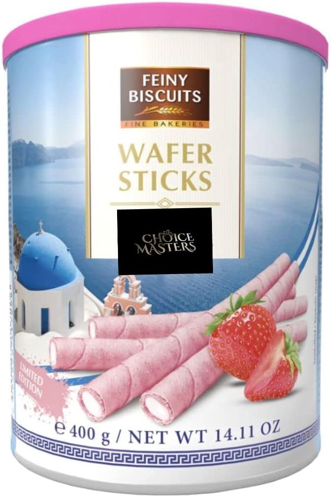 Wafer Rolls With Deliciously Fine Strawberry Flavored Cream Gift Tin - Irresistible Tea Time Treat - 400 g