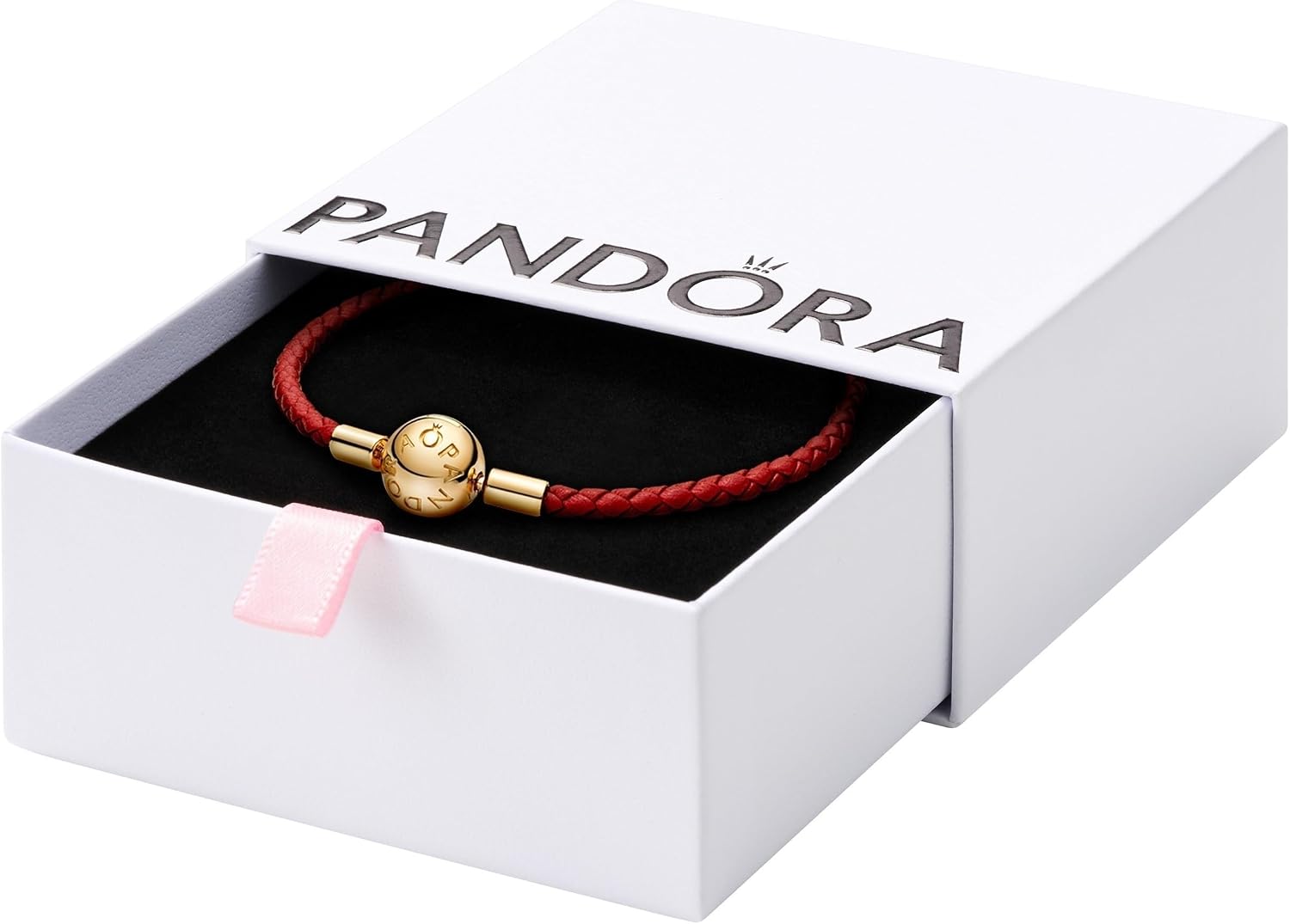 PANDORA Moments Red Woven Leather Bracelet
