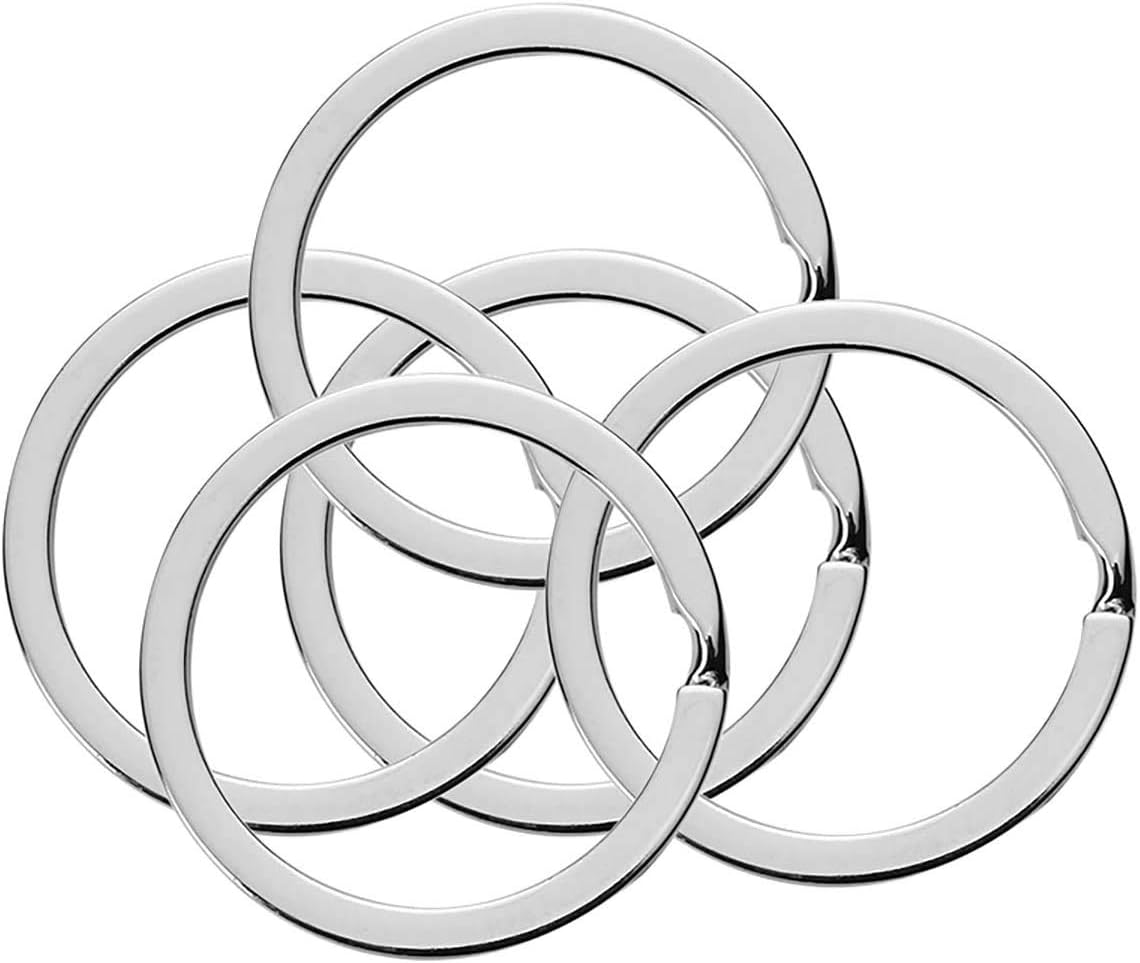 10 Pieces of 1-inch Flat Key Rings - Metal Keychain Rings, Split Keyrings, Flat O-Ring for Home, Car, Office Keys Attachment (Silver)