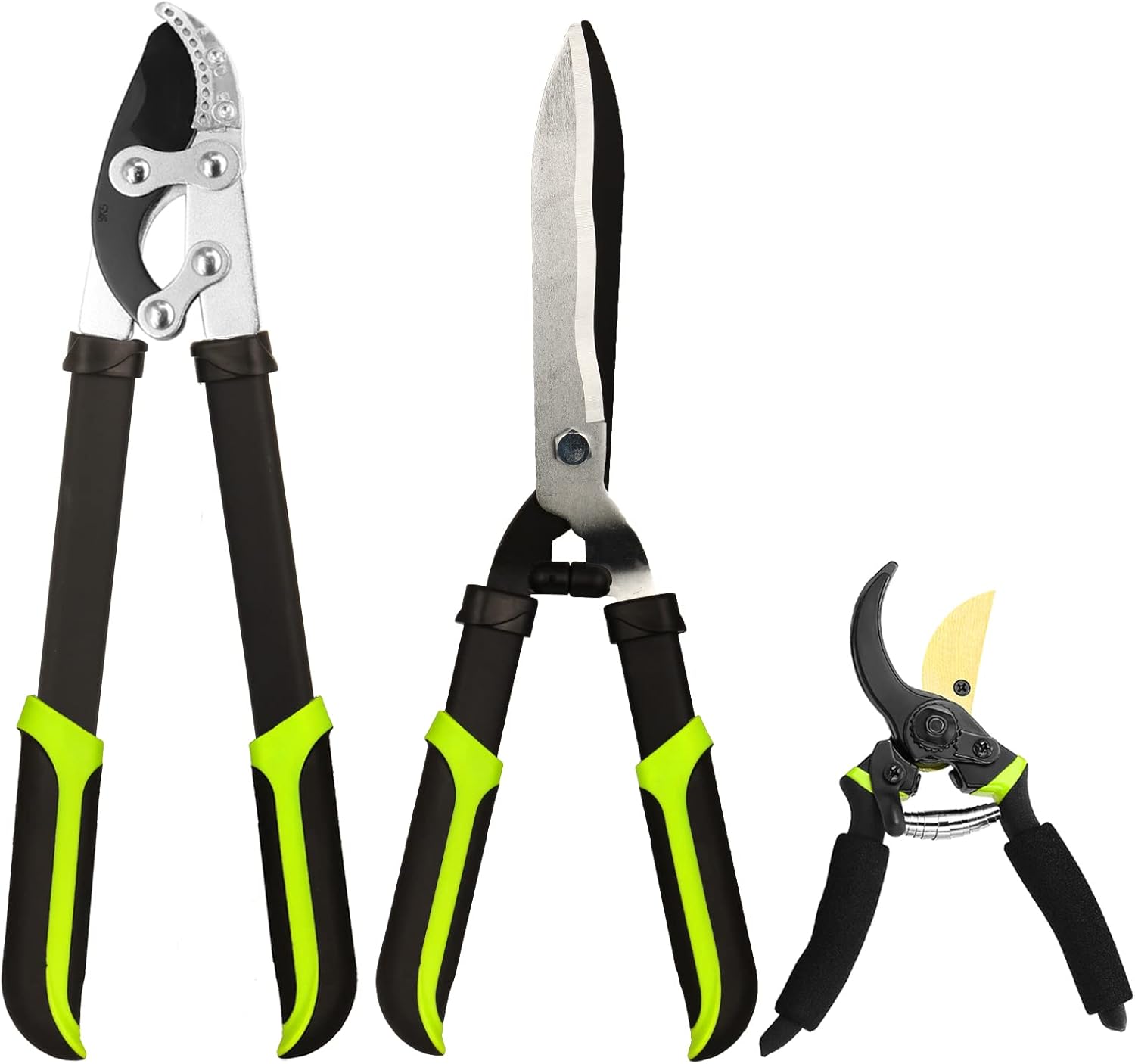 Loppers Hedge Clippers & Pruners Combo Set 3-Piece Hedge Shears, Sharp Tree Trimmer Branch Cutter for Yard, Lawn & Garden, Professional Tree Clippers Yard Clippers for Indoor & Outdoor Gardening