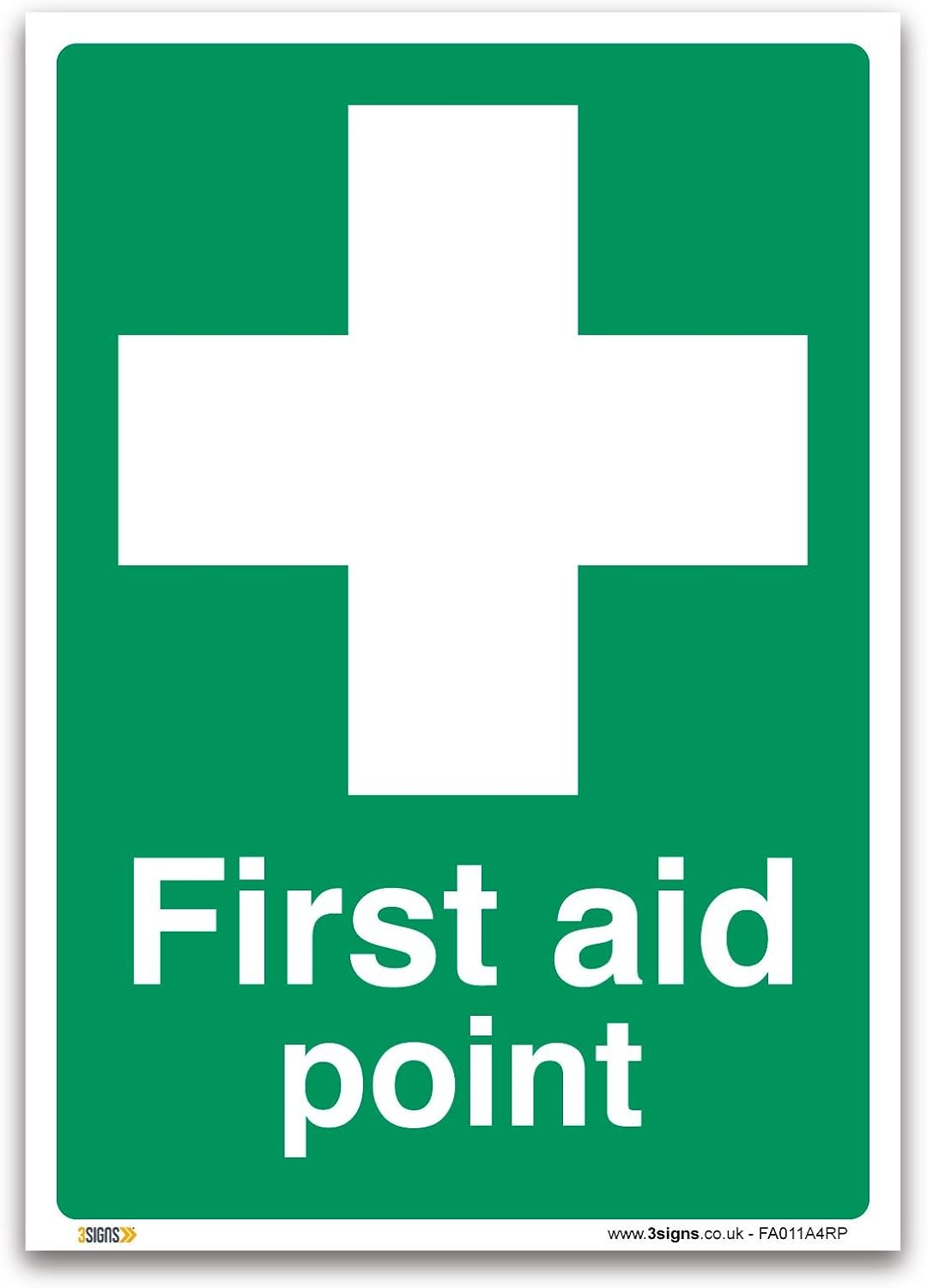 First Aid Point Sign - A4 1mm Rigid Plastic - First Aid Emergency Safety