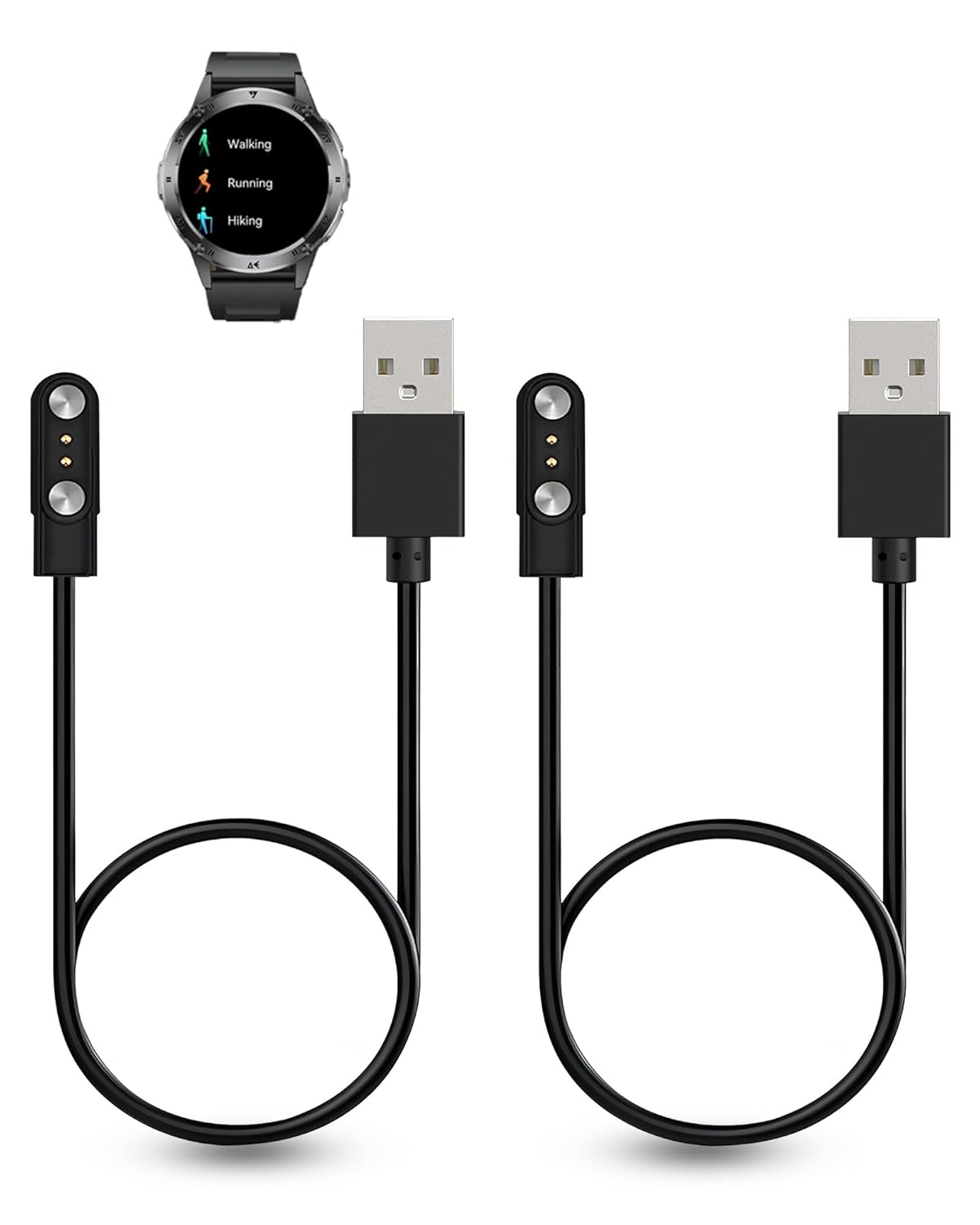 daunke 2-Pack Charging Cable for FEELNEVER EF6-D Smart Watches –Lightweight, Magnetic Adsorption Charging USB Cable,Portable Quick Charge,Sturdy and Durable,Black