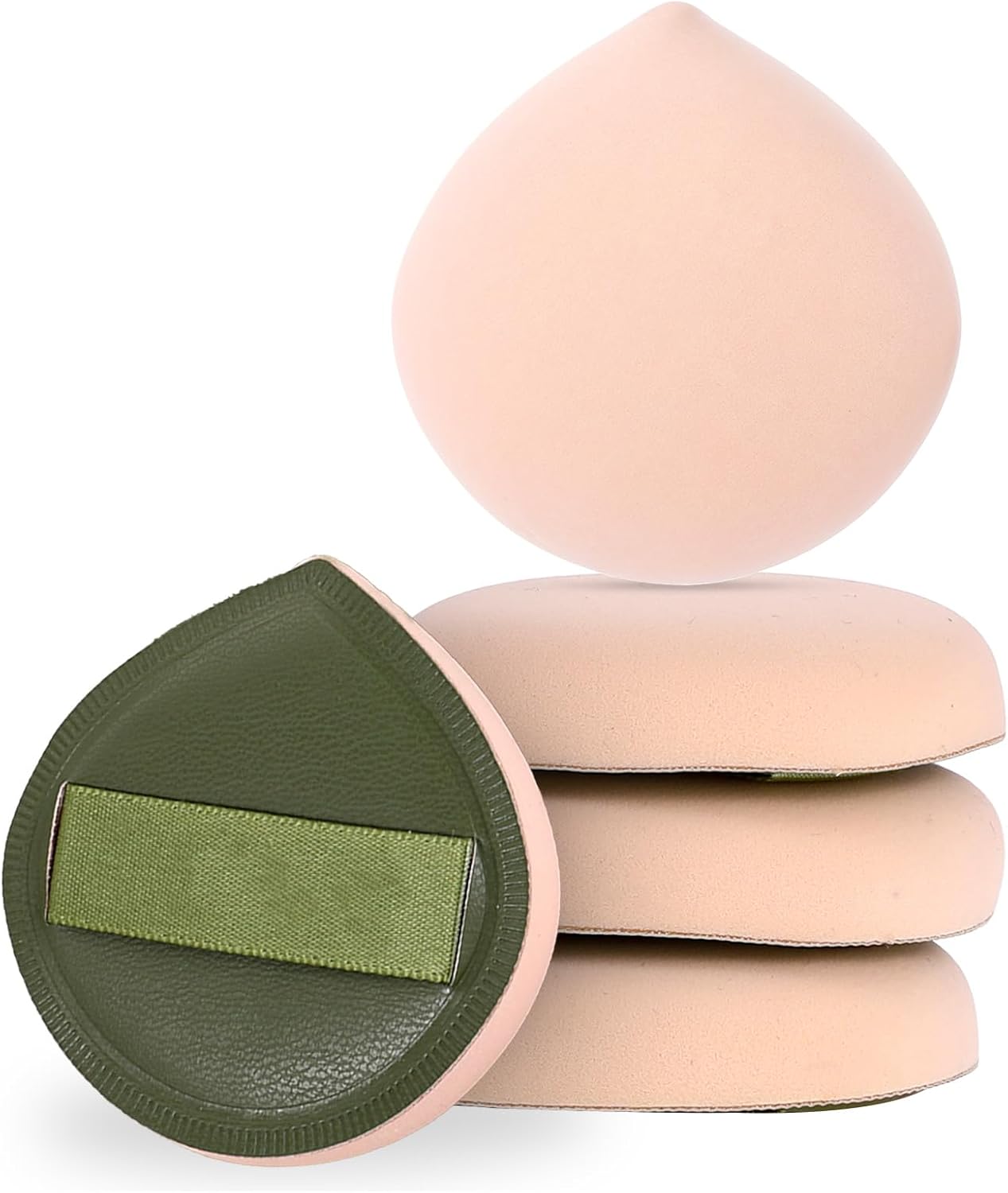 ZEYIYER 5PCS Makeup Sponges, Foundation and Setting Powder Puff Cushion, Teardrop Design Latex Free Blender for Concealer, Beauty Tool (Green)