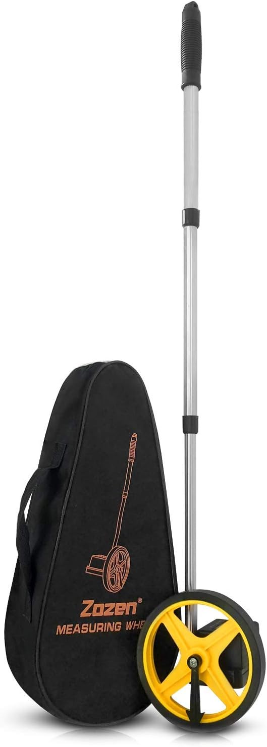 Zozen Measuring Wheel in Meters, Telescopic/Metric Units [Up to 9,999m], Rolling Measurement with Carrying Bag, One Key to Reset/Starting Point Arrow.