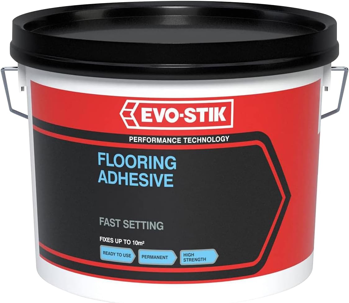 EVO-STIK Flooring Adhesive 2.5L - High Strength - Water Based - Rubber/Resin Glue for PVC - Cork - Linoleum - Carpet & More - Solvent-Free - Indoor Use - Fast Setting - Ready to Use
