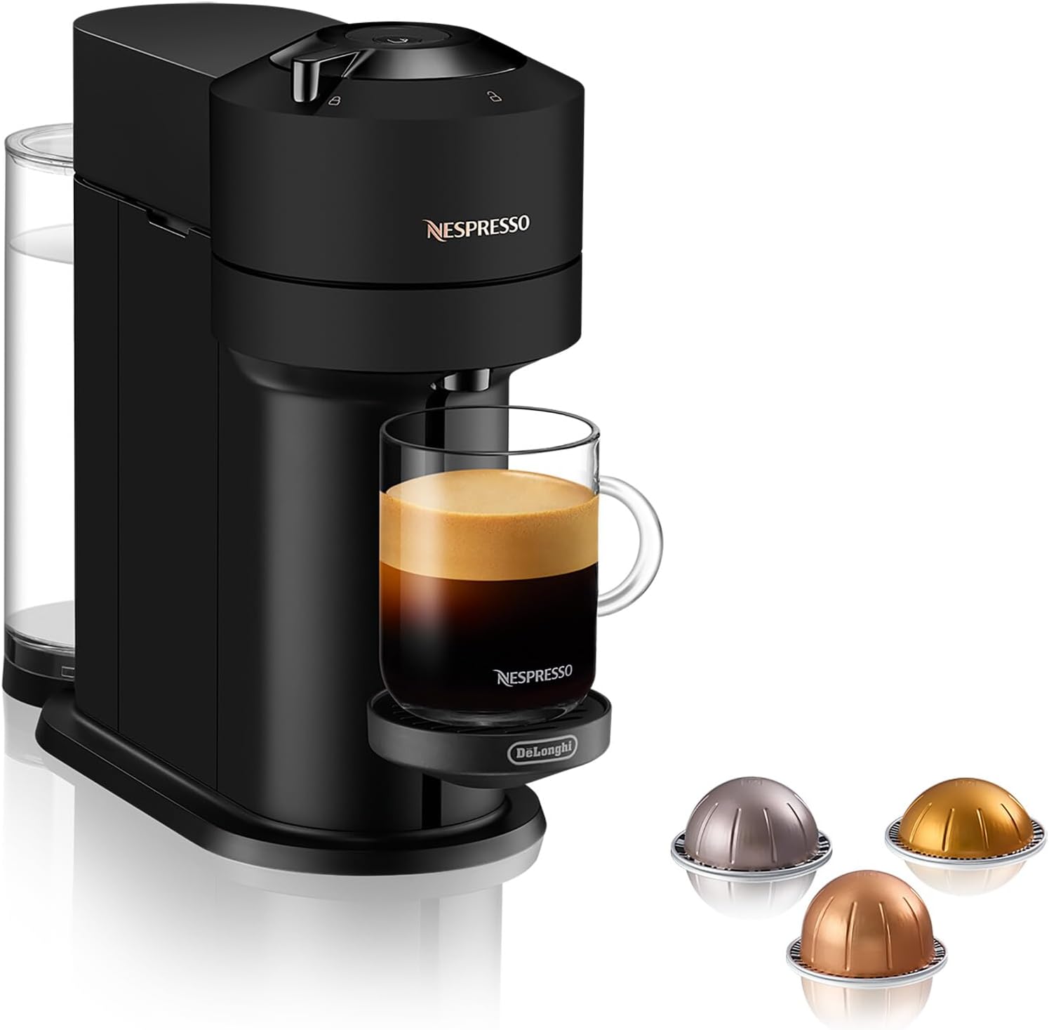 Nespresso Vertuo Next ENV120.BM, Capsule Coffee Machine, Single-Serve Pod Coffee Machine, 5 Cup Sizes, Centrifusion Technology, Welcome Set Included, Matt Black