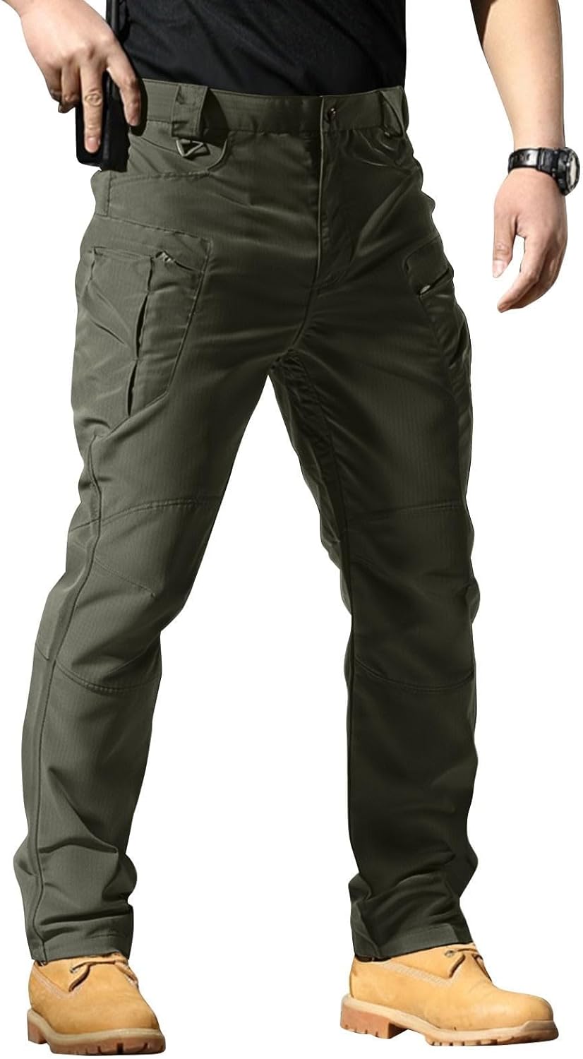 Men's Softshell Trousers, Windproof, Waterproof, Multi-Pocket, Functional Trekking Cargo Trousers, Tactical Trousers for Casual Outdoor Activities
