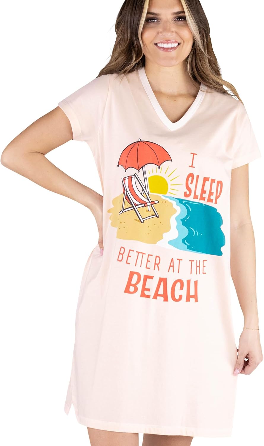 Lazy One Women's Novelty Cotton Nightgown, Cute V-neck Womens Sleep Shirts