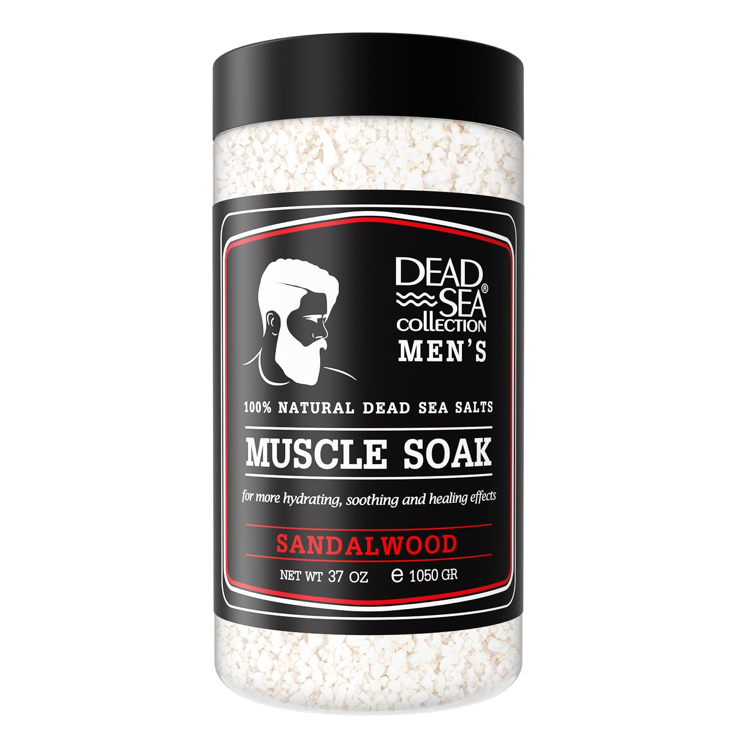 Dead Sea Collection Bath Salts for Men with Sandalwood Oil - Muscle Recovery Bath Soak – Mens Pure Dead Sea Salt for Soothing and Relaxing - 37 Oz