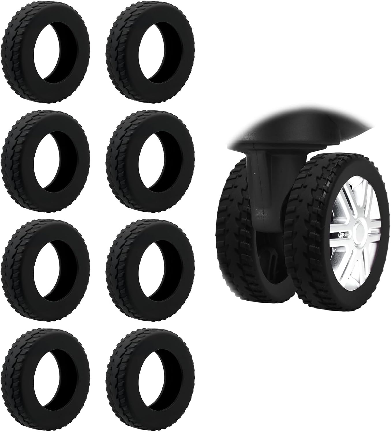 Luggage Wheel Protectors 8 PCS - Silicone suitcase wheel protectors, Scratch Noise Reduction, Easy to Install, Fit for 5-6cm black Wheels, quiet travels, adding a touch of personal flair