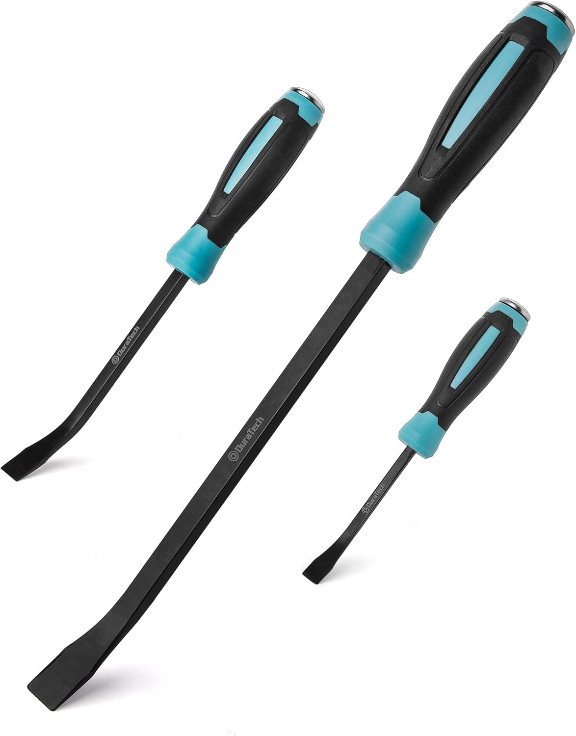 DURATECH 3-Piece Pry Bar Set, Including 8", 12" and 18", Hammer Strike Cap, Angled Tip for Prying and Moving Objects