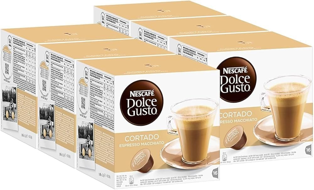 NESCAFÉ DOLCE GUSTO Cortado Espresso Macchiato Coffee Pods x16 (Pack of 6, Total 96 Pods)