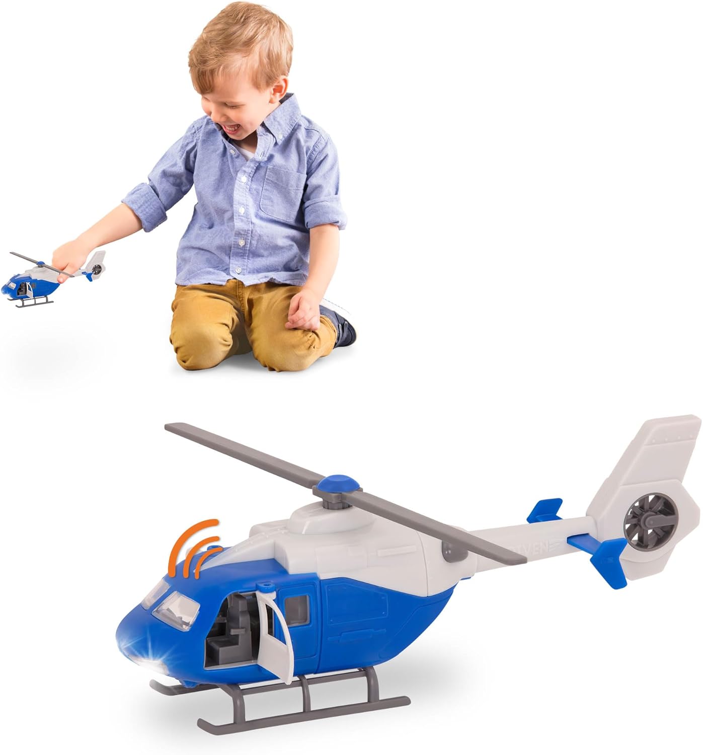 Driven by Battat – 7-Inch Rescue Helicopter Toy with Lights & Sounds, Opening Doors, Vehicle for Boys & Girls, Durable Design, Realistic Details, Perfect Gift 3+ Years Toy for Kids