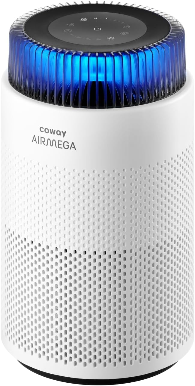 COWAY Air Purifier for Home Bedroom, Super Quiet Sleep Mode, Mood Light, Energy Star, Removes up to 99.999% of Harmful Particles down to 0.01 µm for Allergy Dust Pollen, CADR 244 m³/h - Airmega 100
