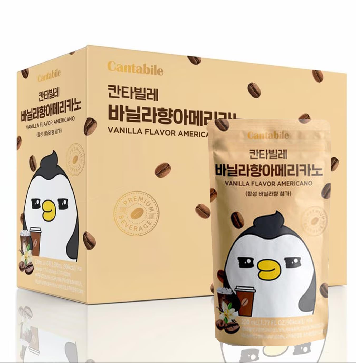 Cantabile Korean Convenience Store Pouch Drink Ready-to-Drink Coffee Beverage Imported from Korea (Box of 10, Vanilla Americano)