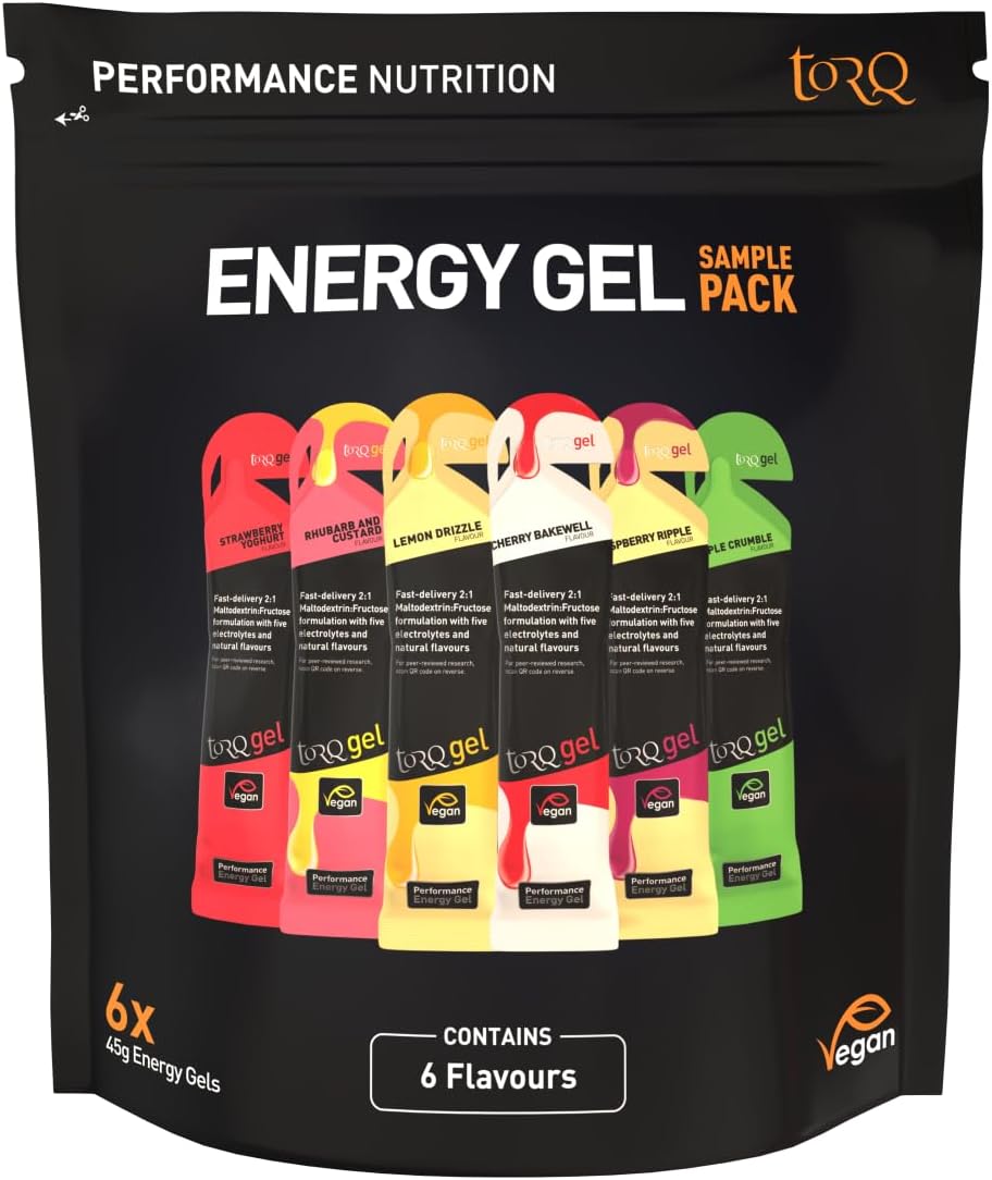 Torq Energy Gel Sample Pack of 6 - Ultimate On The Go Quick Release Energy - 30g of Carbohydrates - Running/Cycling/Sports Gels - Taster Pack - Natural & Vegan