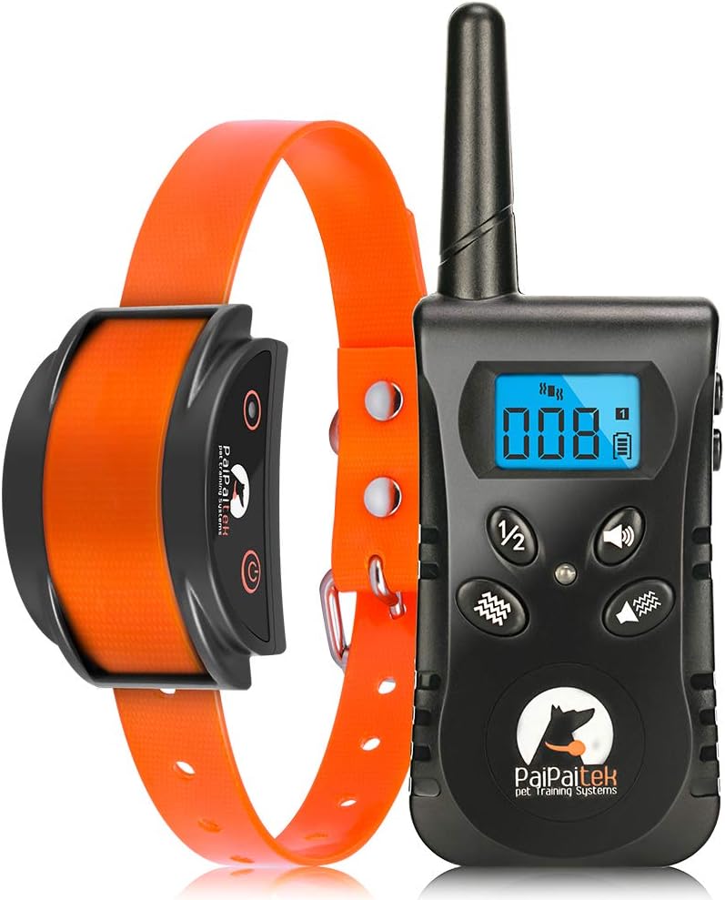 Paipaitek Vibration Collar for Dogs, No Shock Collar with Remote Up to 1600ft Remote Range, w/Sound and Vibrate Feature Dog Training Collar