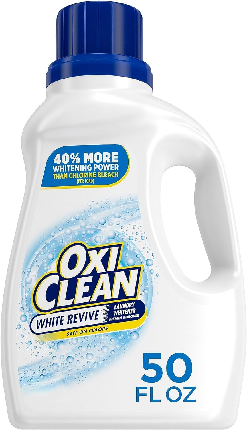 OxiClean White Revive Laundry Whitener and Stain Remover Liquid I 50oz (1.47L) I US Import