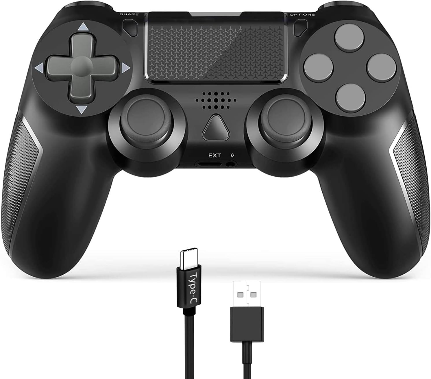 BJXOZ Wireless Controller for PS4, Gamepad with Type-C Port/Hyper-Sensitive 360° Sticks/Vibration/Ergonomic Grip/Speaker/6-Axis Sensor/Audio Jack/Multi Touch Pad, for PS4/Slim/Pro/PC