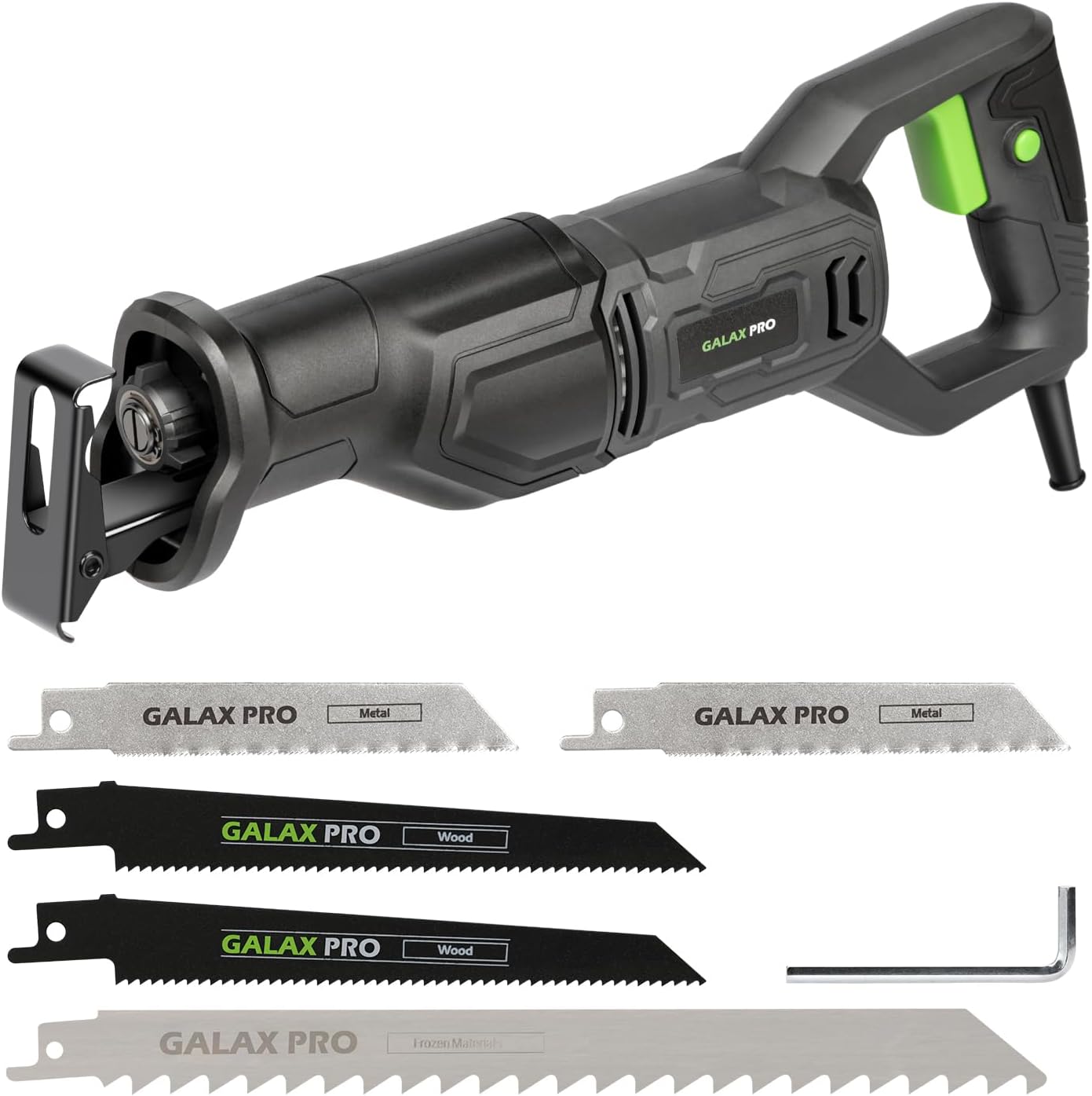 GALAX PRO 120V Reciprocating Saw, 6.0 Amp Variable Speed Corded Reciprocating Saw with 4/5" Stroke Length, 0-3000SPM and 4-1/2" Max for Wood, Metal, PVC Pipe Cutting