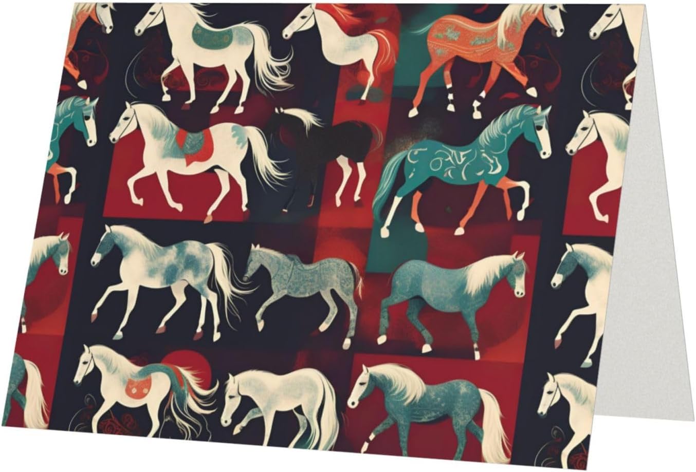 SKKNT Various Kinds of Horses Print Greeting Cards for All Occasions Wedding Birthday Party Invitations4.5 x 6 inches