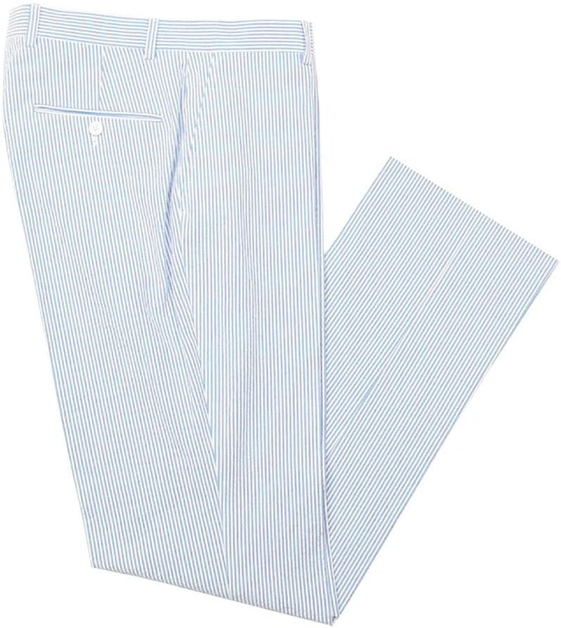 Mens Summer Seersucker Slim Fit Pants Mens Cotton Sear Sucker Suit Separate Pants Trousers