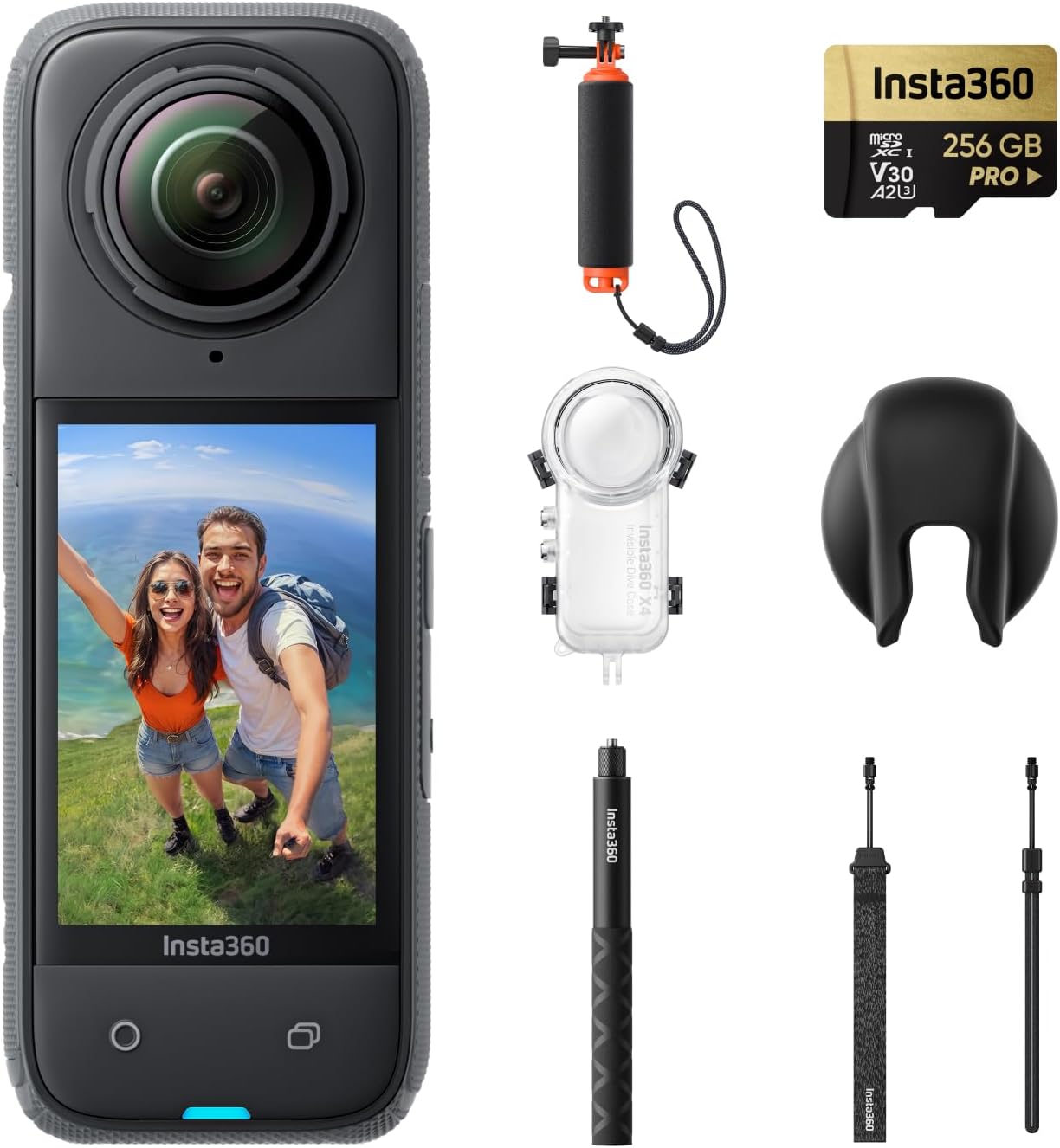 Insta360 X4 Invisible Dive Bundle - 8K Waterproof 360 Action Camera, 4K Wide-Angle Video, Invisible Selfie Stick, Removable Lens Guards, 135 Min Battery Life, AI Editing, Stabilization