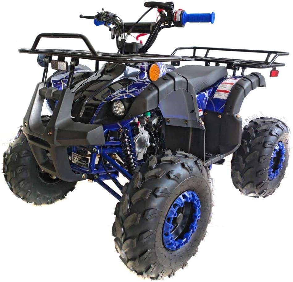 HHH 125cc ATV Quad Upgraded 125cc ATV with Reverse, Led Lights, Big Wide Tires with Matching Rims Gas 4 Wheeler for Youth and Children (Blue) (Factory Packaged)