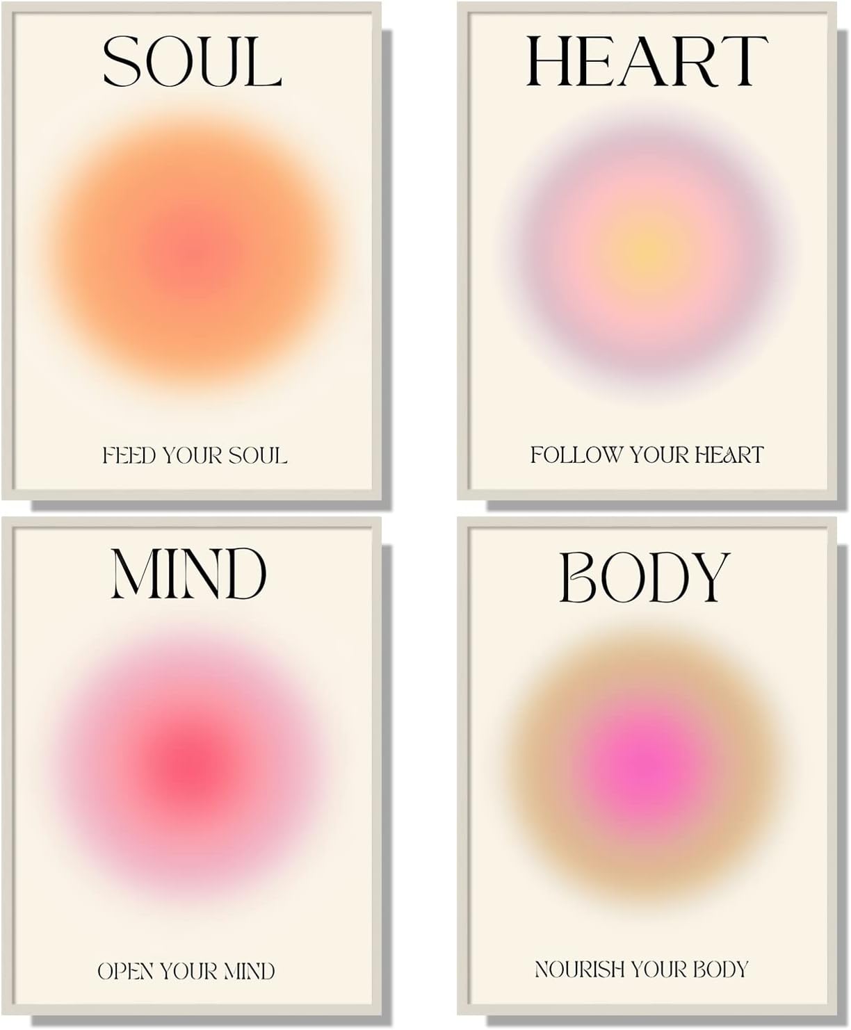 NCYEL 4 colorful abstract halo posters angel number positive energy inspirational language inspirational wall art bedroom girls room pink decoration living room bedroom apartment hotel dormitory 8x10