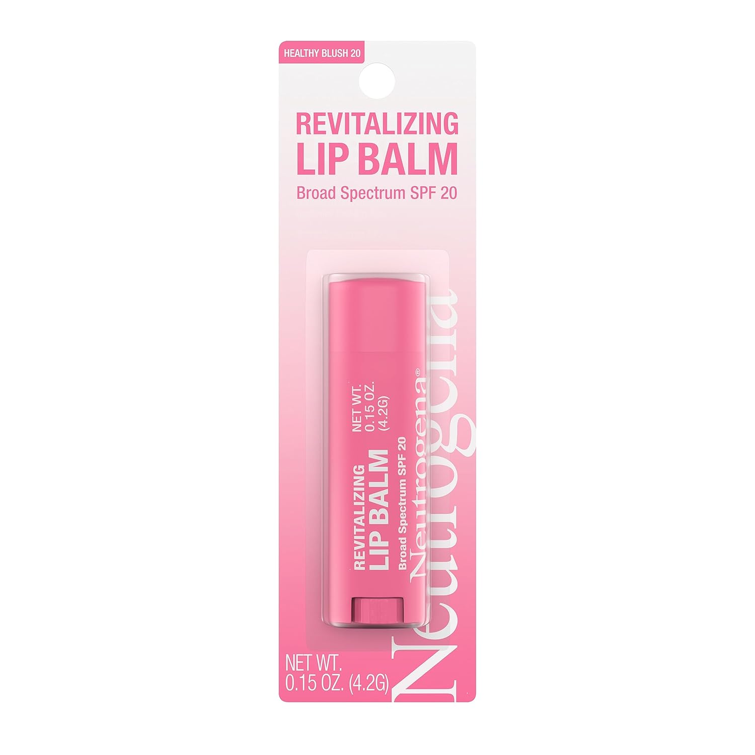 Neutrogena Revitalizing and Moisturizing Tinted Lip Balm with Sun Protective Broad Spectrum SPF 20 Sunscreen, Lip Soothing Balm with a Sheer Tint in Color Healthy Blush 20, .15 oz