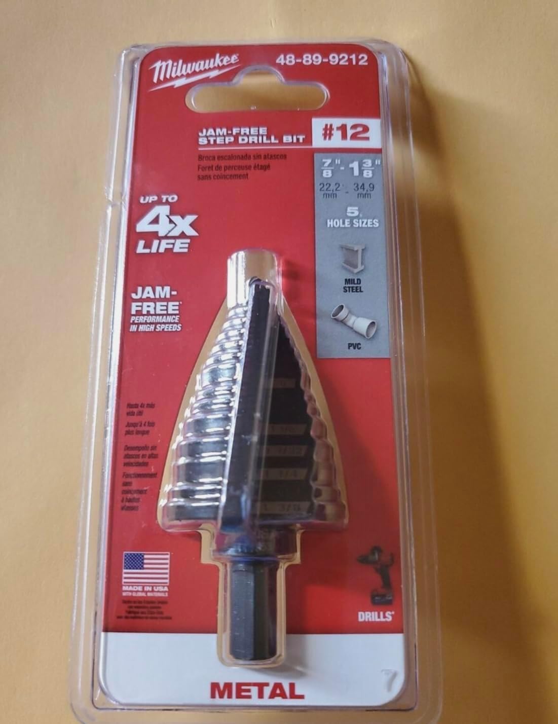 Milwaukee 48-89-9212 Step Bit #12 7/8" - 1-3/8"
