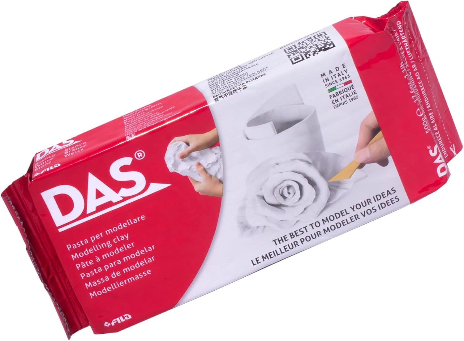DAS White 500 g Air Hardening Modelling Clay, Non Bake, Ready To Use, Suitable for All Ages, Ideal for Professionals & Hobbyists