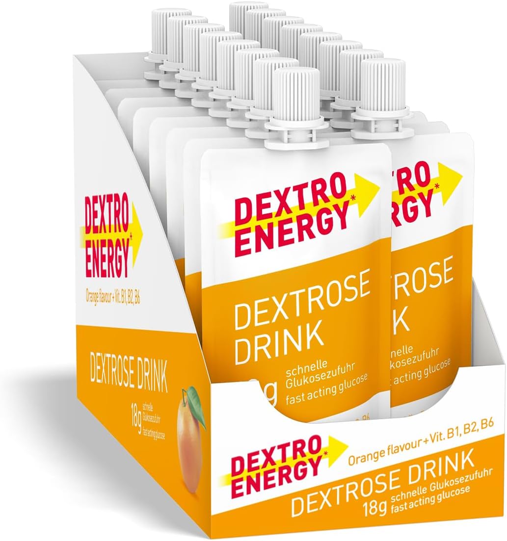 Dextro Energy Orange Flavour Dextrose Drink | 18g of Fast Acting Glucose | Liquid alternative to Dextro Glucose Tablets | Ready to Drink, Easy to Consume and Re-Sealable | Vegan | 50ml Pack of 16