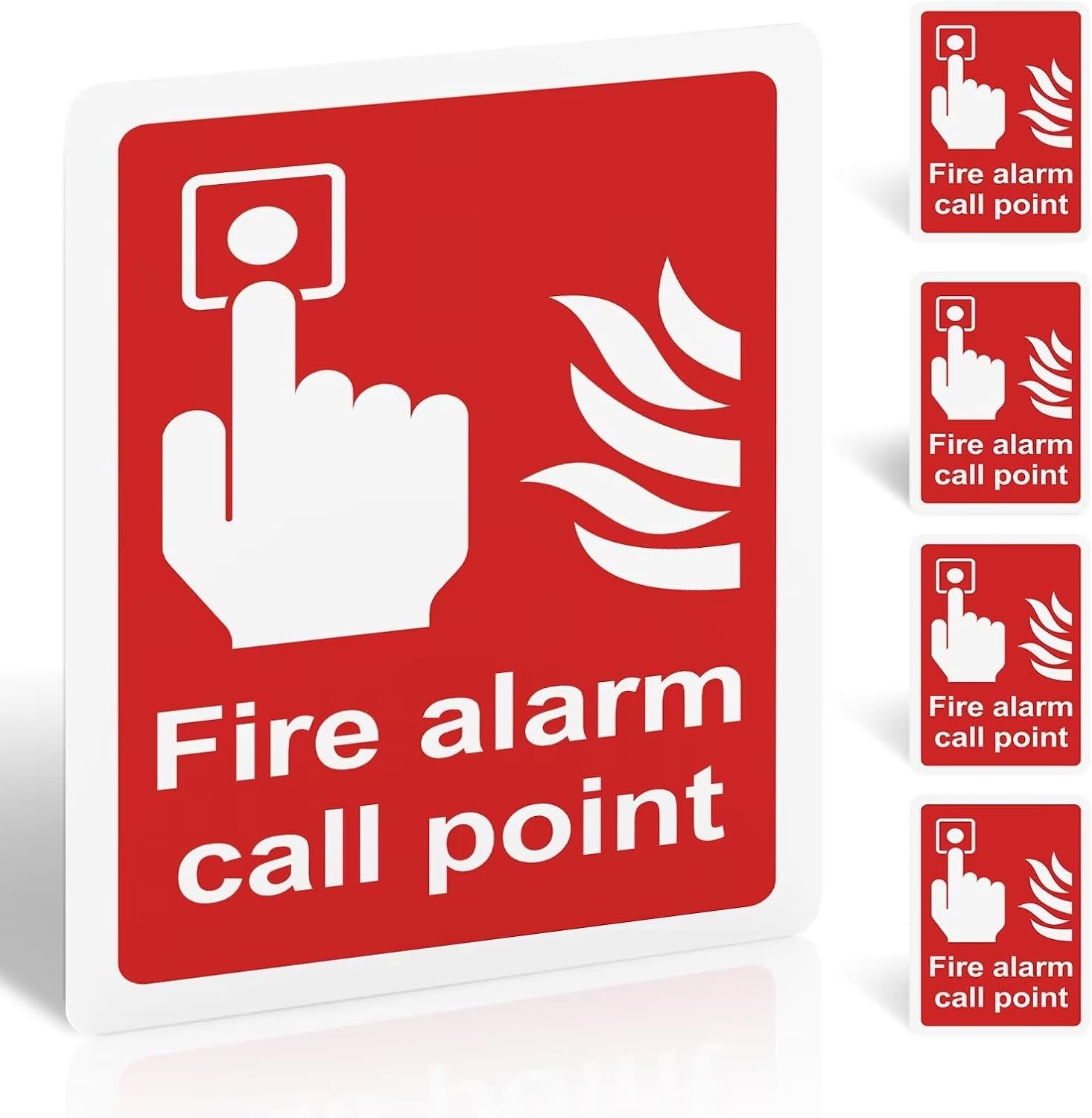 5pcs Fire Alarm Call Point Safety Sign - Portrait - 150mm x 100mm - PVC Sticker with Self-Adhesive Backing
