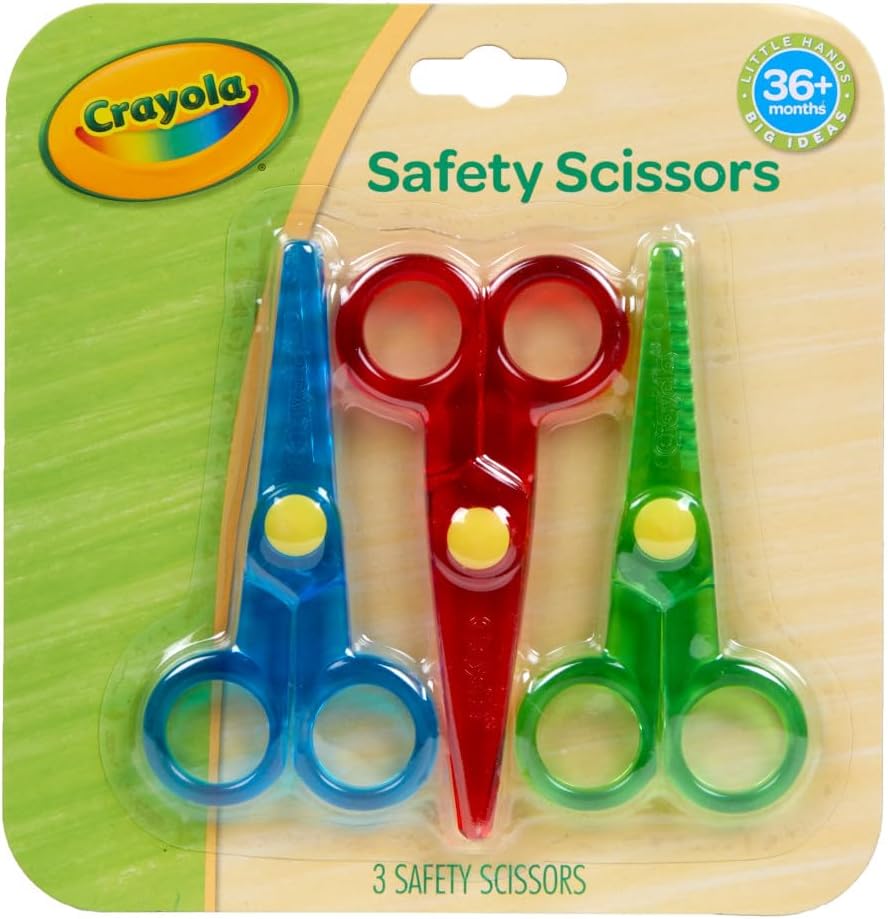 Crayola Toddler Safety Scissors (3pk), Blunt Tip Training Scissors for Preschool Learning Activities, Right & Left Handed, Toddler Back to School Essentials