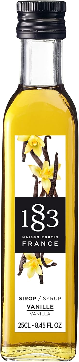 1883 Maison Routin Premium Vanilla Syrup - Flavoured Coffee Syrup, Cocktails, Mocktails, Iced Tea – Great Sugar Alternative, Vegan-Friendly, Allergen-Free, No Preservatives – 250ml Glass Bottle