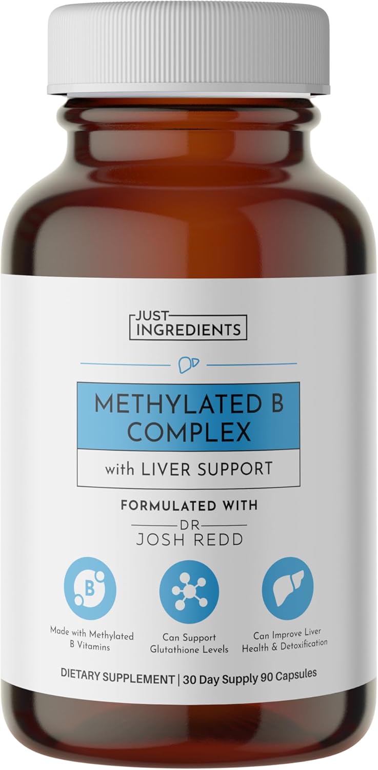 Methylated B Complex with Liver Support – 90 Capsules – Supports Energy, Detoxification, Glutathione Production & Healthy Skin – With Methylated B Vitamins, NAC, Milk Thistle & Dandelion Root
