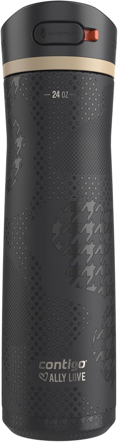 Contigo x Ally Love Stainless Steel Vacuum-Insulated Water Bottle with AUTOSPOUT Easy-Clean Lid Leak-proof Drinking Keeps drinks cold for 24 hours BPA-Free 24oz. Ashland Chill 2.0 Licorice