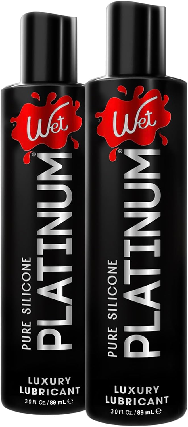 Wet Platinum Silicone-Based Personal Lubricant | Ultra Smooth, Super Slick, Hypoallergenic, Long-Lasting Performance, Waterproof Formula| Lube for Men, Women & Couples, 3 fl oz (Pack of 2)