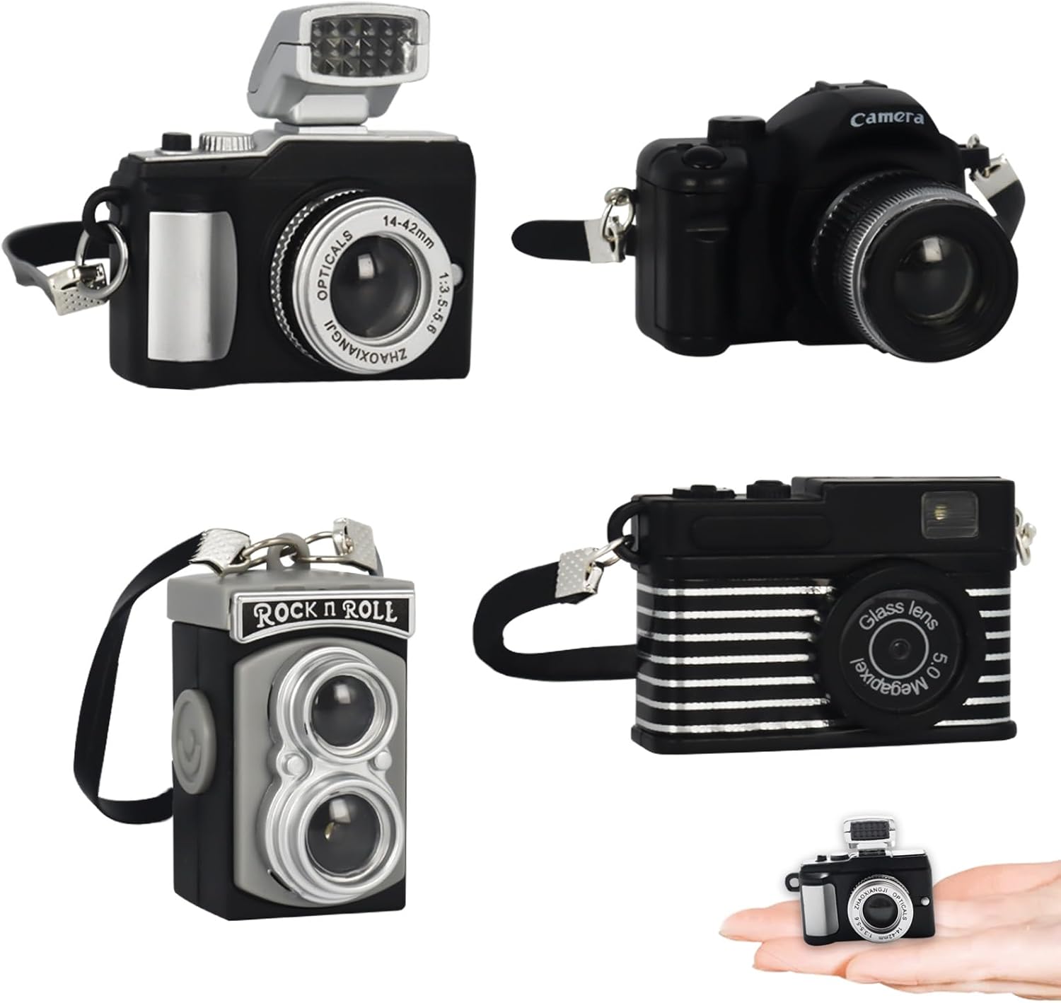 4 Pcs Miniature Camera 1:4 Scale Mini SLR Camera Prop Ornament Vintage Camera Model Mini Decoration Accessories Photography Props