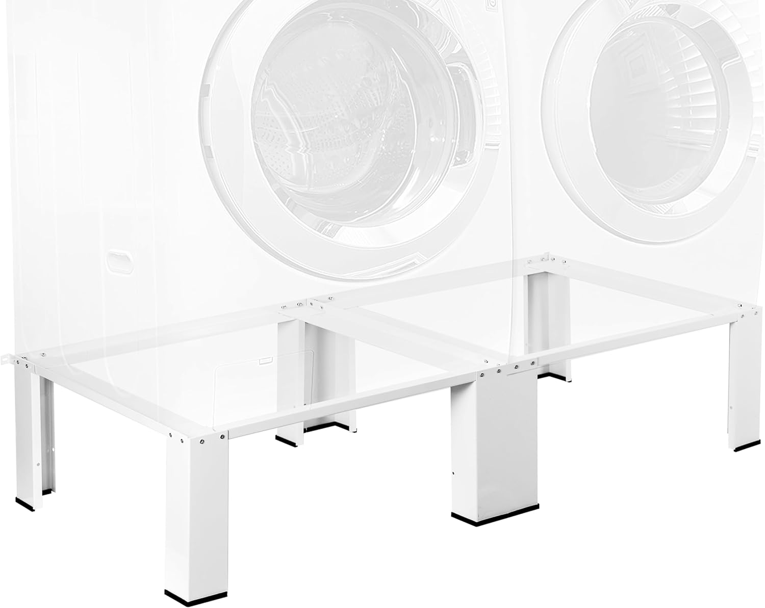 Universal Laundry Dual Pedestal for Washer and Dryer Set, Washing Machine Stand, Dryer Base, White, LF-WDP01