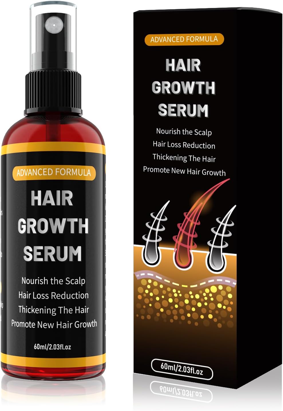 YaaHei Minoxidil 5% Men and Women Hair Growth Oil Spray,Reduces Hair Loss,Promotes Hair and Beard Regrowth，Contain Rosemary Oil for Hair Growth,Gentle Non-Irritating,Refreshing and Easy to Manage 60ml