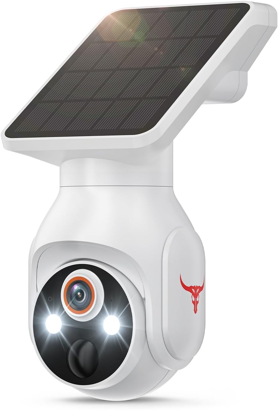 FameVibe 1080p Security Camera Wireless with Solar Panel, Smart AI Human Detection, 2-Way Audio, Color Night Vision, 2.4G WiFi, Cloud Storage, Indoor/Outdoor Surveillance Bullet Cam (WiFi)